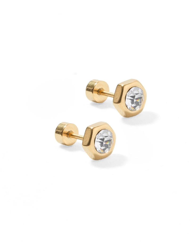 Addison Clear Gold Screwback Stud Earrings