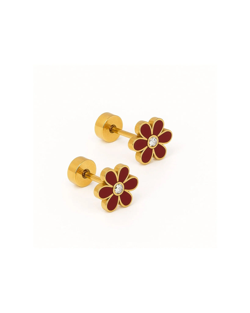 Alli Screwback Stud Earrings in Maroon