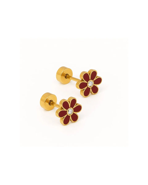 Alli Screwback Stud Earrings in Maroon