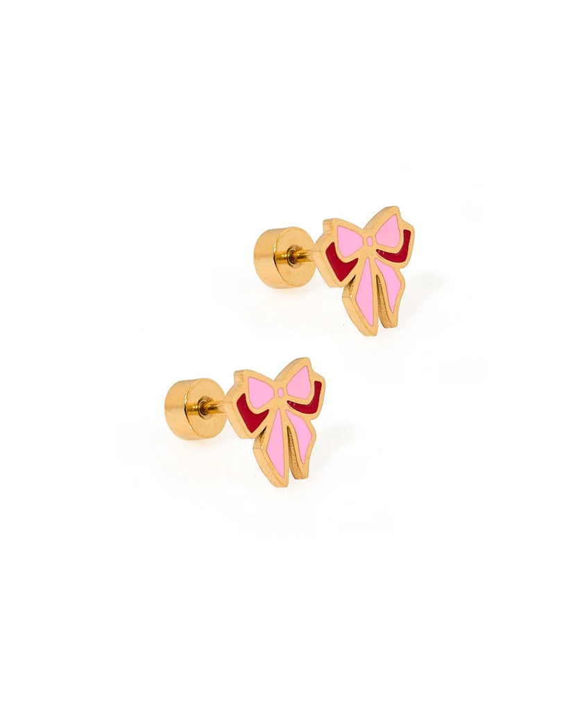 Collins Gold Bow Flat Back Screw Back Earrings