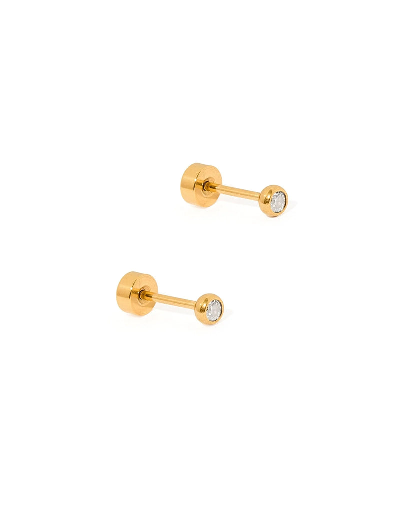 Micro Copper Gold Flat Back Screwback Stud Earrings