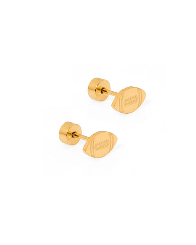 Football Gold Flat Back Screwback Stud Earrings