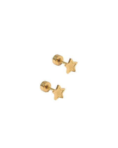 Lennon Star Gold Flat Back Screwback Stud Earrings