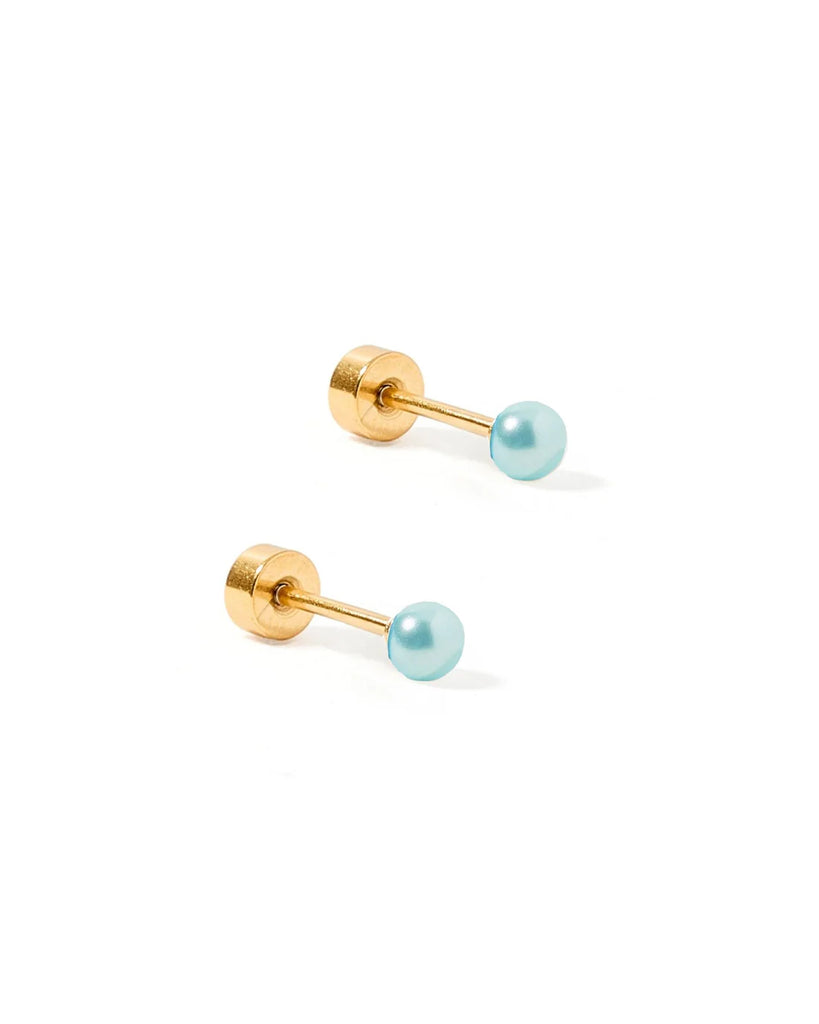 Payton Pearl Gold Flat Back Screw Back Earrings