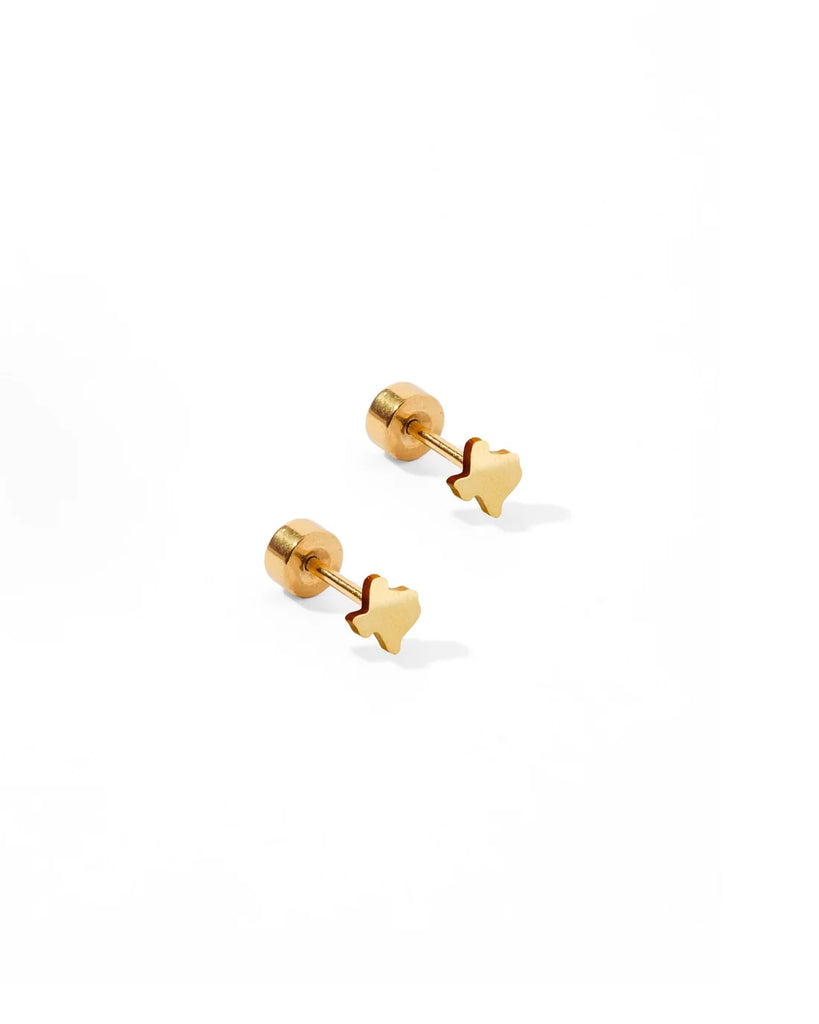 Petite Texas Gold Flat Back Screwback Stud Earrings
