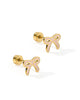 Sadie Enamel Gold Bow Flat Back Screw Back Earrings