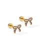 Sadie Enamel Gold Bow Flat Back Screw Back Earrings