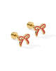 Sadie Enamel Gold Bow Flat Back Screw Back Earrings