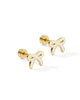 Sadie Enamel Gold Bow Flat Back Screw Back Earrings