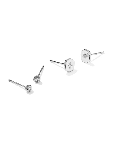 Arlene Stud Earrings Set in White CZ