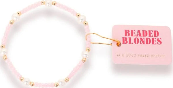 Kids Pink Luster Pearl Stretch Bracelet