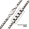 3.6mm 925 Italy Silver Black Rhodium Plated Brushed Satin Finish Box Chain Necklace