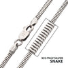 2.4mm 925 Italy Silver Black Rhodium Plated Brushed Satin Finish Snake Chain Necklace