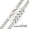 5.4mm 925 Italy Silver Black Rhodium Plated Brushed Satin Finish Diamond Cut Curb Chain Necklace