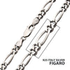 5.5mm 925 Italy Silver Black Rhodium Plated Brushed Satin Finish Figaro Chain Necklace