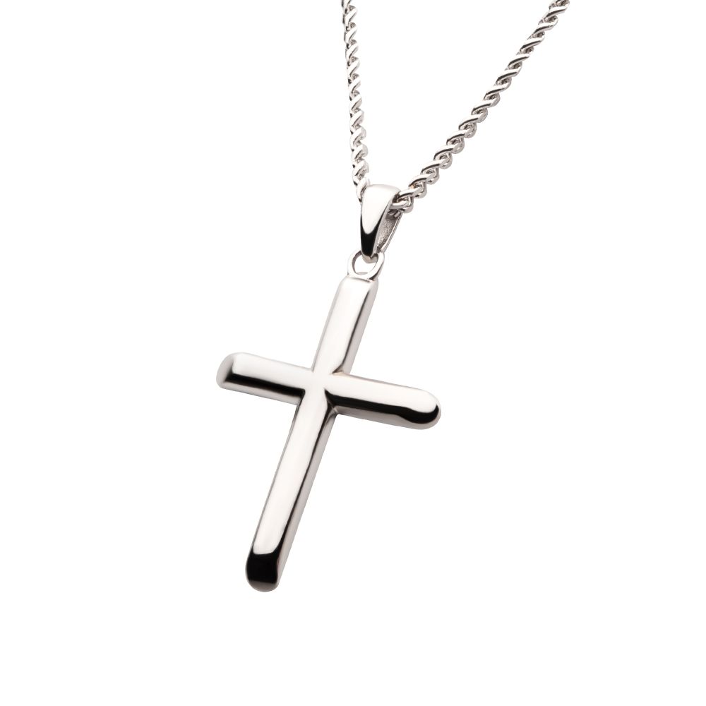 Sterling Silver Classica Cross Pendant with Flat Diamond Cut Chain