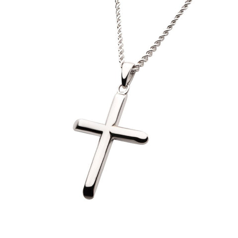Sterling Silver Classica Cross Pendant with Flat Diamond Cut Chain