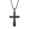 Antique Gunmetal Sepulchre Ebony Wood Inlay Cross Necklace