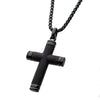 Black IP Genuine Ebony Wood Inlay Cross Pendant Necklace