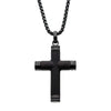 Black IP Genuine Ebony Wood Inlay Cross Pendant Necklace