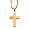 18kt Gold IP Plated over Stainless Steel Cross Necklace on Box Chain