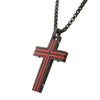 Black & Red IP Dante Cross Pendant Necklace