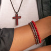 Black & Red IP Dante Cross Pendant Necklace