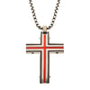 Stainless Steel & Red IP Dante Cross Pendant Necklace