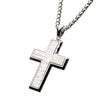 Matte Stainless Steel Hammered Cross Pendant Necklace