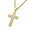 Stainless Steel & Gold IP Plated Firenze Chiseled Cross Pendant Necklace