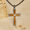 Whiskey Barrel Wood Inlay Stainless Steel Cross Necklace