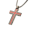 Stainless Steel & Red IP Dante Cross Pendant Necklace