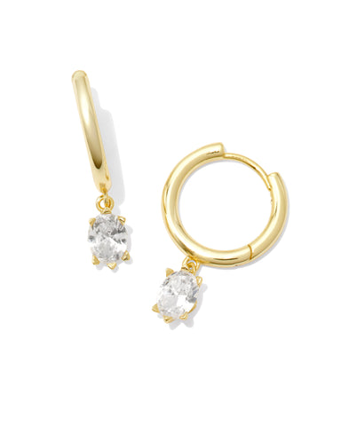 Cailin Single Stone Huggie Earrings in Clear Crystal