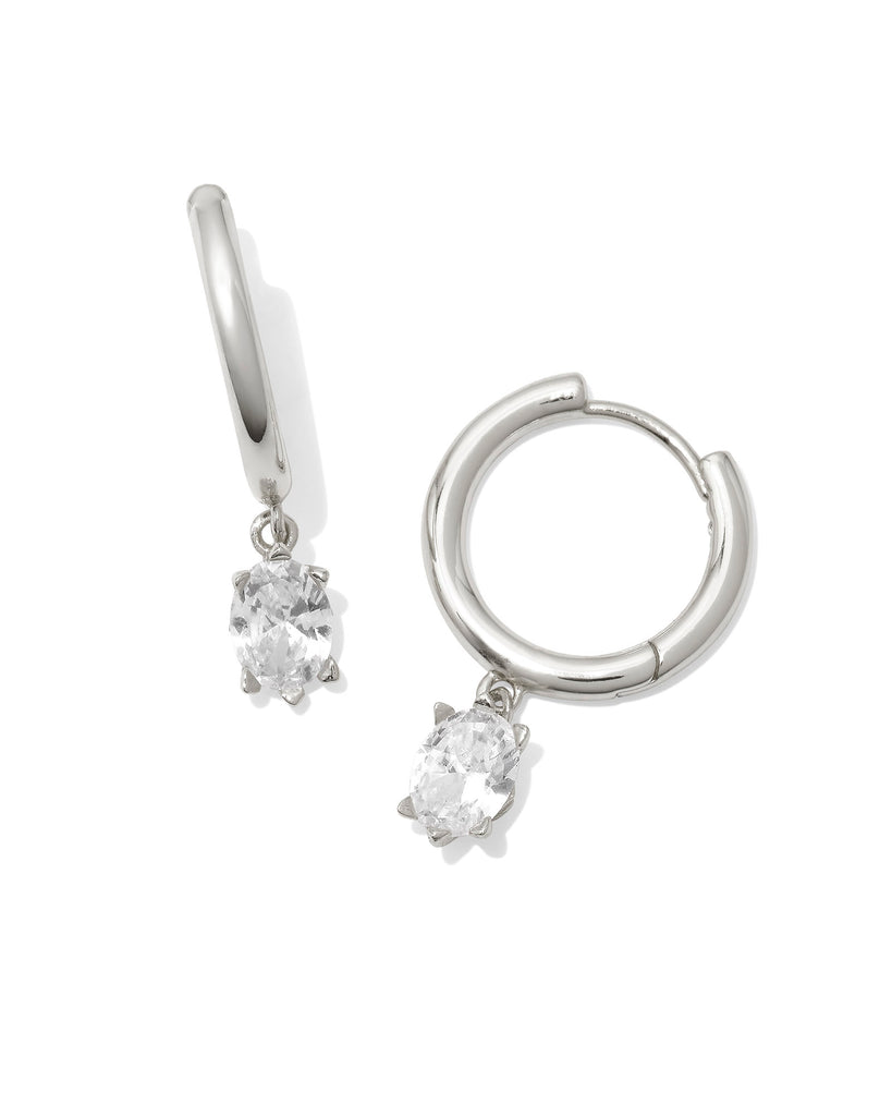 Cailin Single Stone Huggie Earrings in Clear Crystal