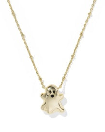 Ghost Short Pendant Necklace Gold White Mother of Pearl