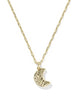 Moon Short Pendant Necklace Gold White Opalescent Resin