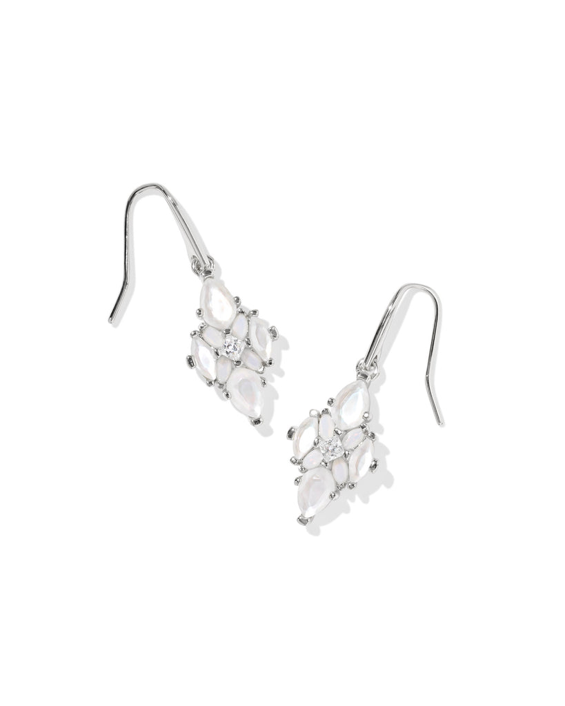 Abbie Silver Crystal Drop Earrings in Neutral Mix