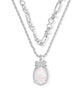 Daphne Bow Silver Multi Strand Necklace in Iridescent Crystal Ivory Illusion