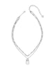 Daphne Bow Silver Multi Strand Necklace in Iridescent Crystal Ivory Illusion