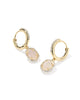 Daphne Crystal Frame Huggie Hoop Earrings in Iridescent Drusy