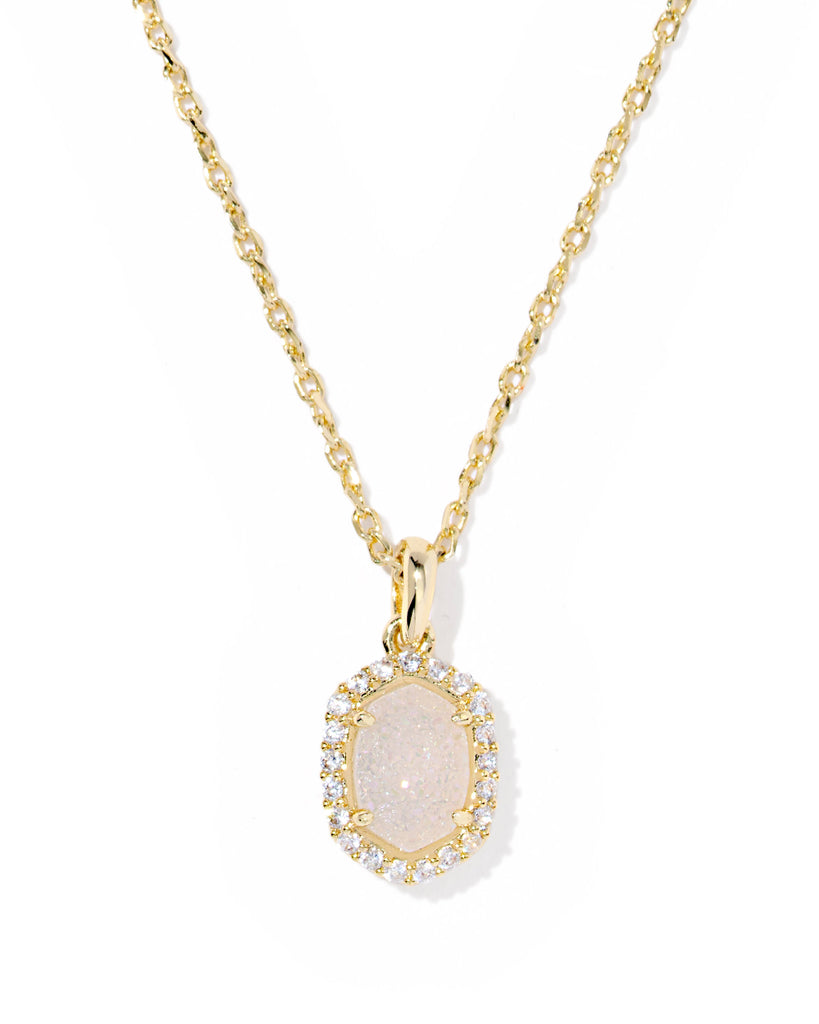 Daphne Crystal Frame Pendant Necklace in Iridescent Drusy