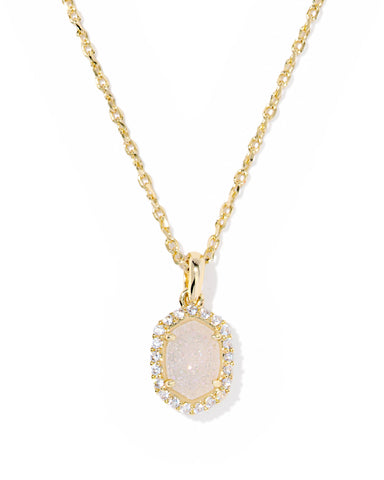 Daphne Crystal Frame Pendant Necklace in Iridescent Drusy