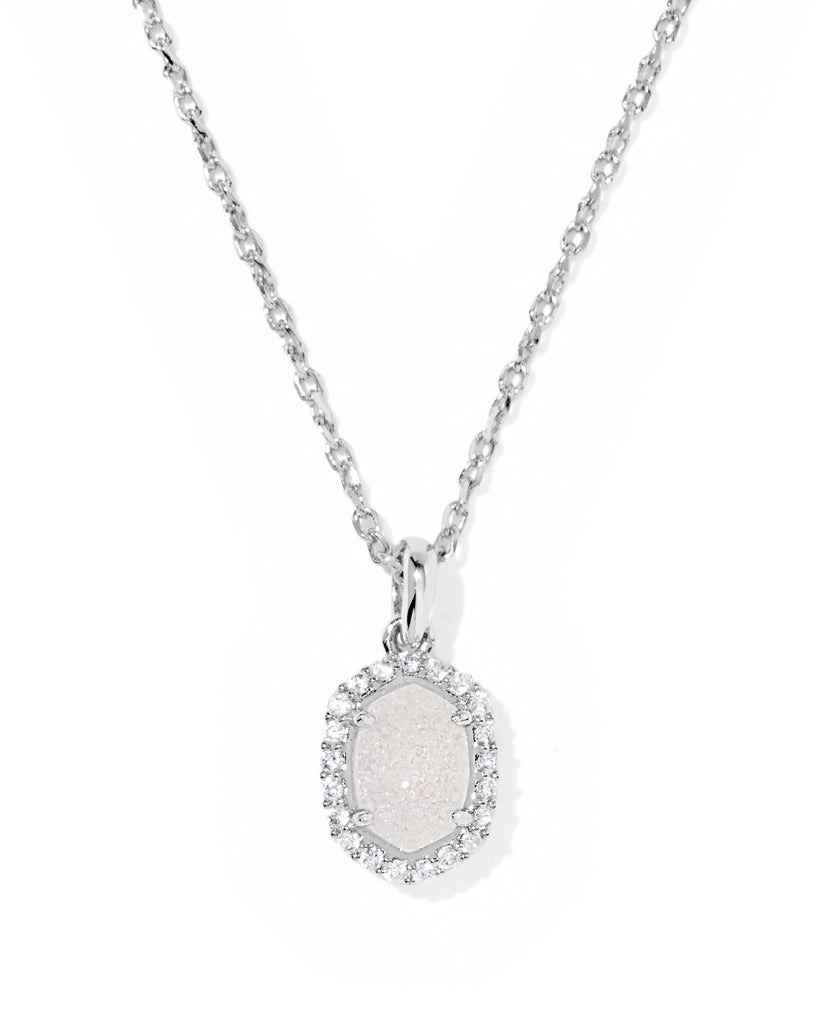 Daphne Crystal Frame Pendant Necklace in Iridescent Drusy