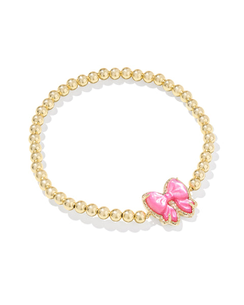 Haley Gold Bow Stretch Bracelet in Rose Violet Ivory Mother of Pearl