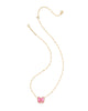 Haley Gold Bow Short Pendant Necklace in Rose Violet Mother of Pearl