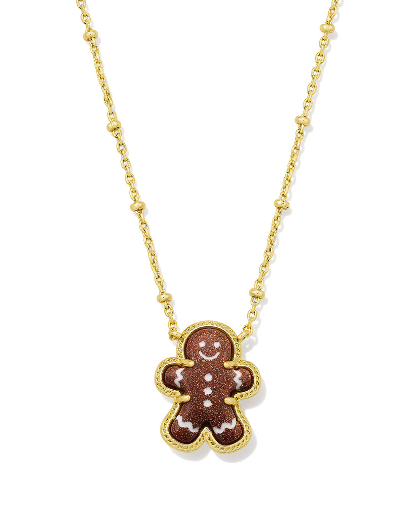 Gingerbread Short Pendant Necklace in Brown Goldstone