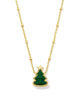 Holiday Tree Pendant Necklace in Green Quartzite