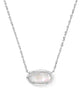 Elisa Silver Bow Short Pendant Necklace in Iridescent Crystal Ivory Illusion