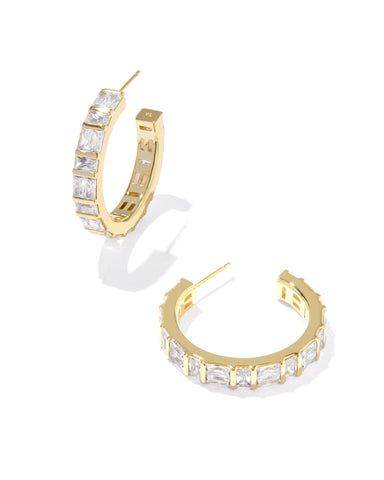 Jamie Hoop Earrings in White CZ