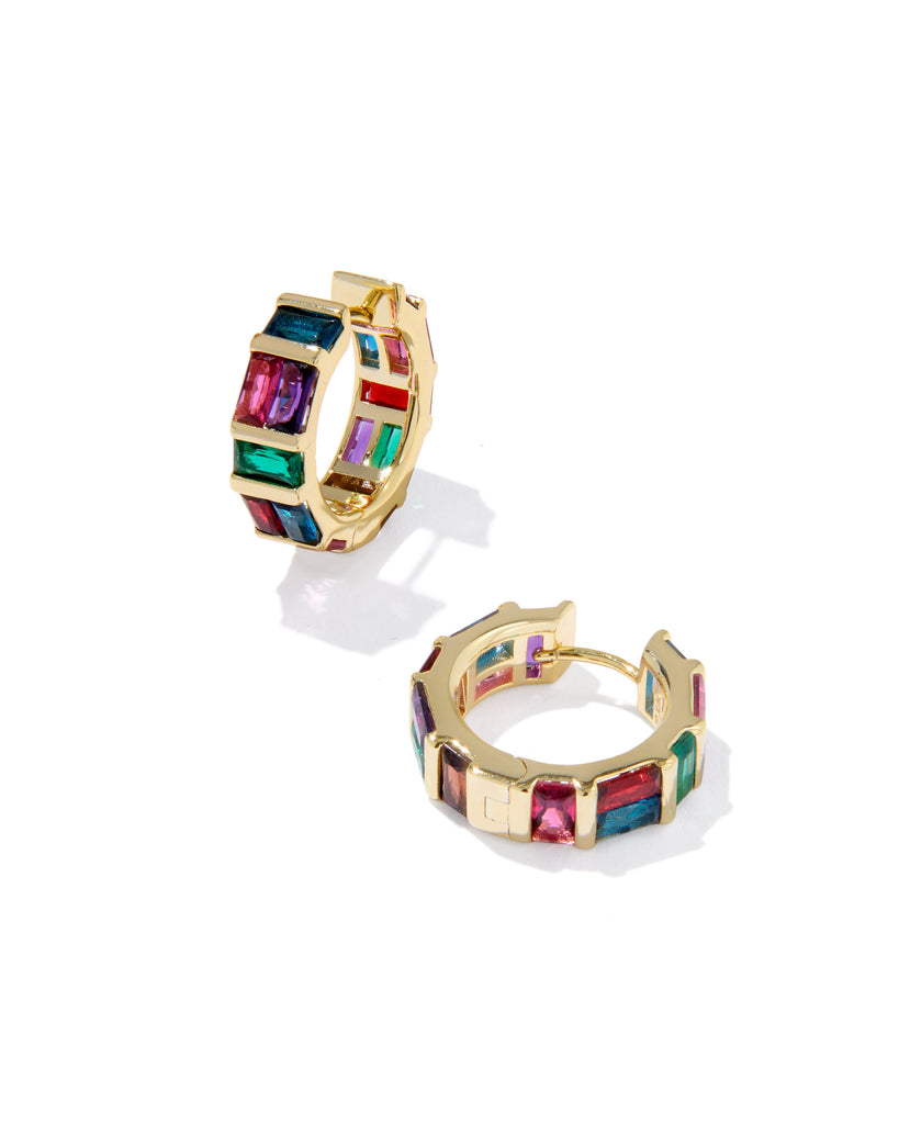 Jamie Gold Huggie Hoop Earrings in Multi Mix